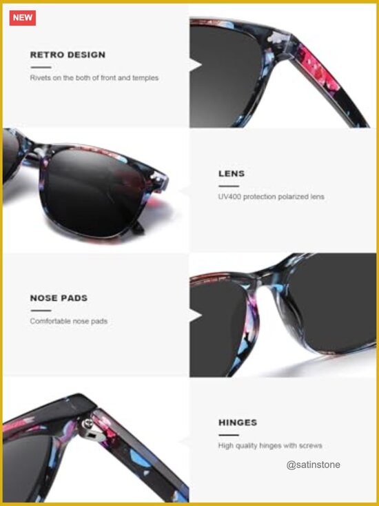 3 Pack Polarized Sunglasses for Women - Trendy Round Frames Lightweight UV400